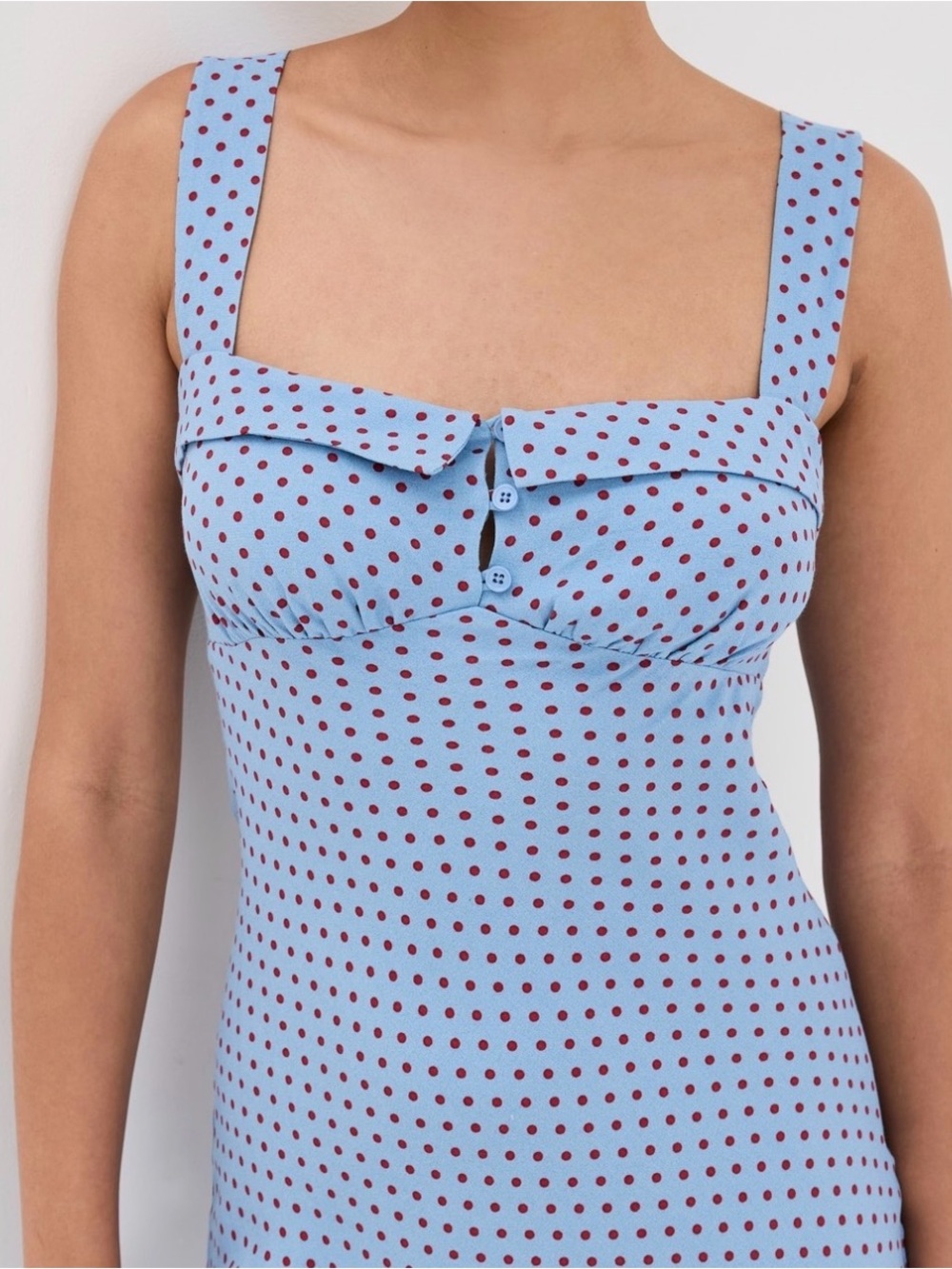 Reformation Tancy Dress in Summertime Dot Size 6 Blue Red - Picture 6 of 15